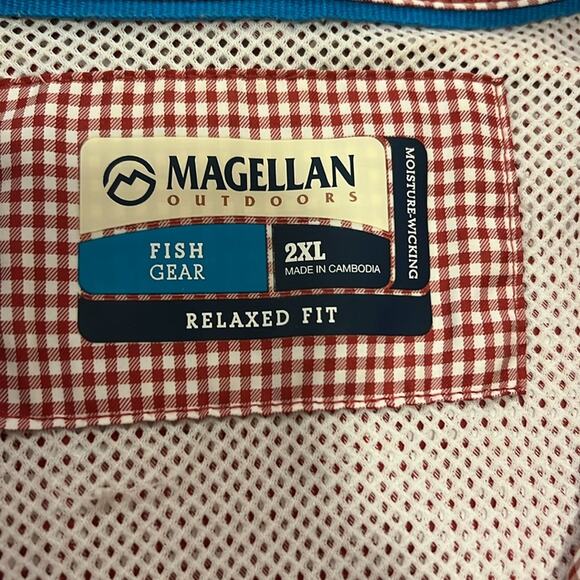 Magellan Outdoors Fish Gear shirt 2XL Red Check Fishing Beach Relaxed Fit XXL - Picture 3 of 16
